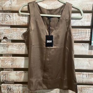 DKNY Size XS Mushroom Color Silk Tank Top Blouse